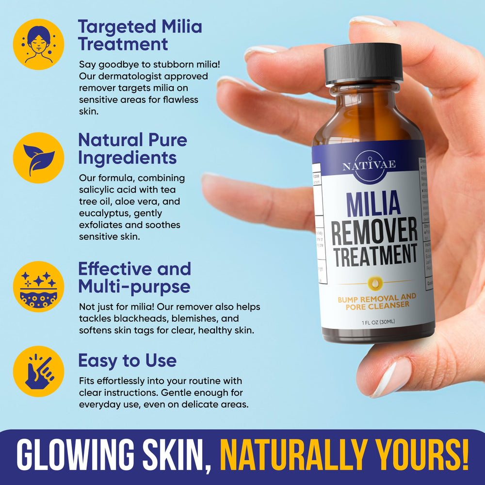 Nativae Milia Remover usage step-by-step demonstrates easy daily routine.