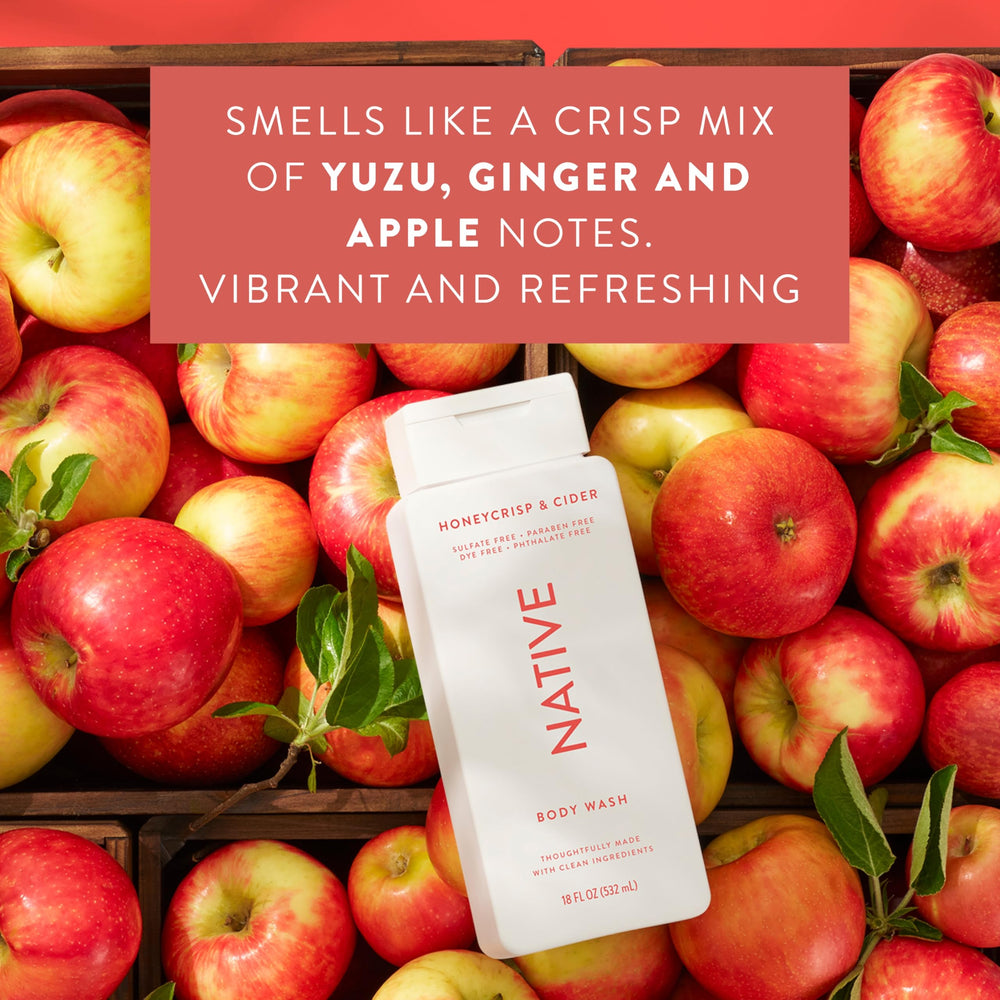 Ambiance douche Native Honey Crisp & Cider, parfum stimulant le rituel quotidien.