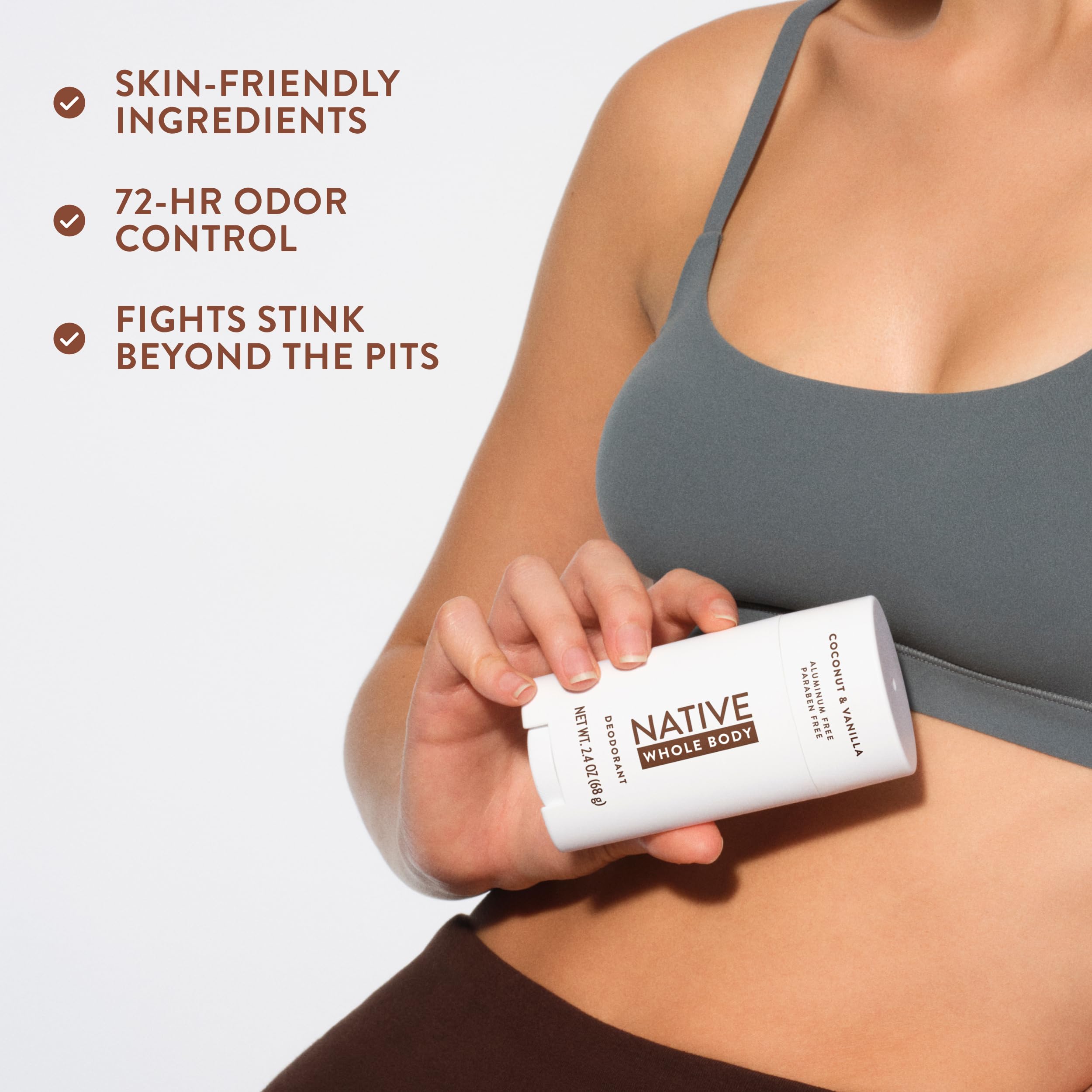 Native baton-deodorant-coco-vanille ingrédients propres et dérivés naturellement.