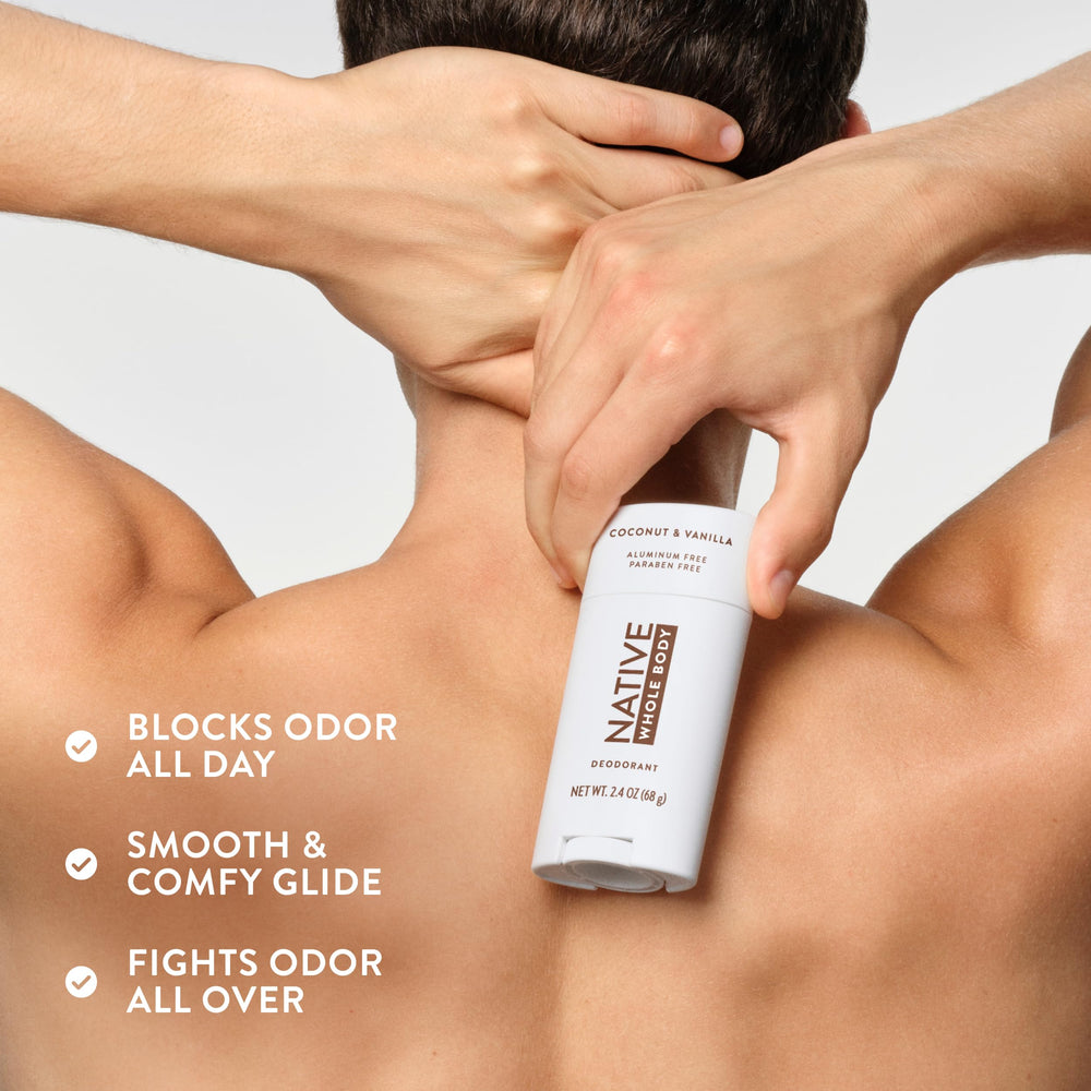 Native baton-deodorant-coco-vanille formule sans aluminium.