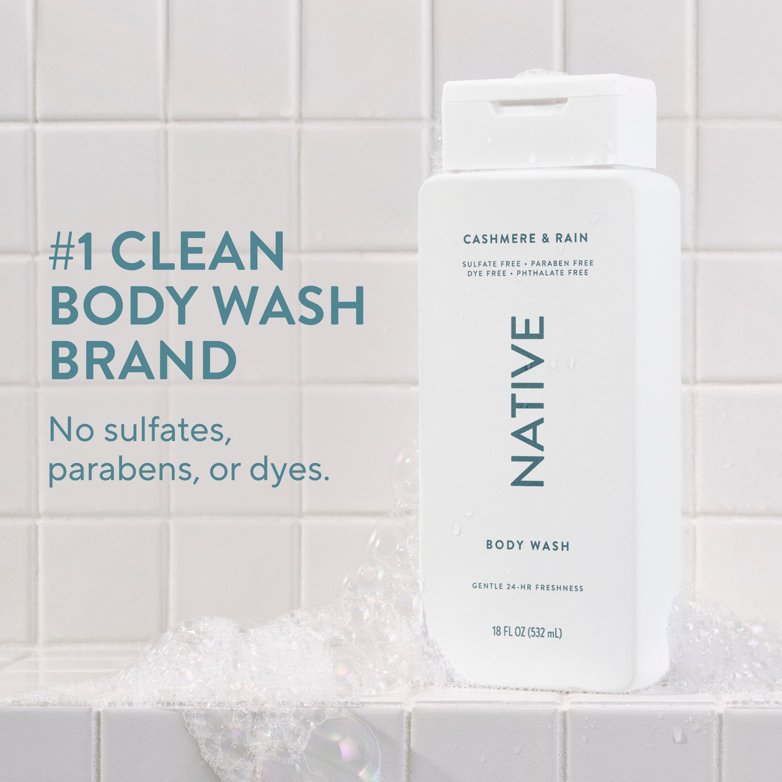 Native Body Wash, bottle luxueuse prête pour votre douche quotidienne.