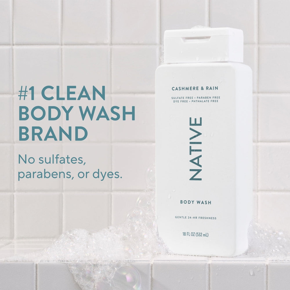 Native Body Wash, bottle luxueuse prête pour votre douche quotidienne.