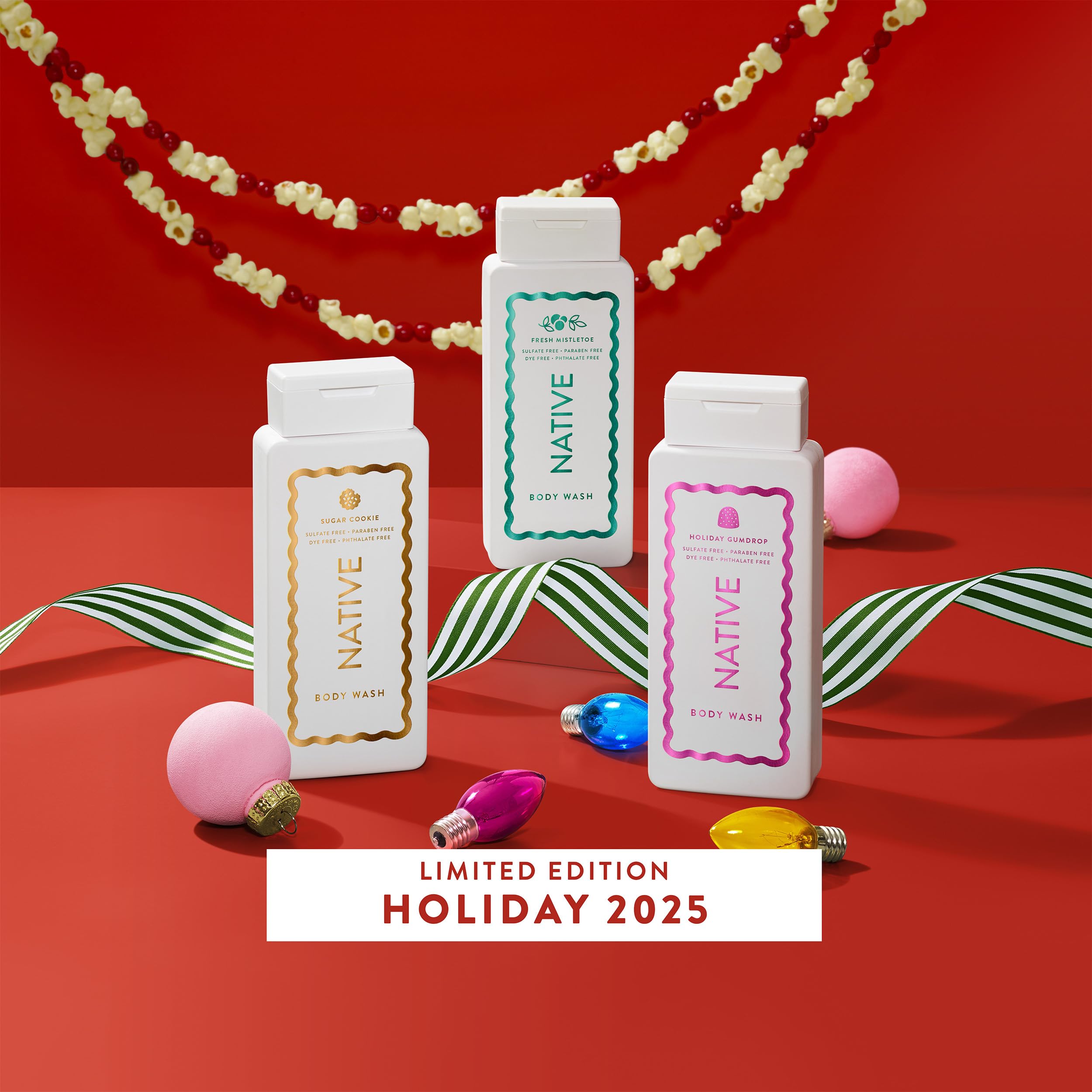 Native Body Wash édition Holiday Gumdrop - lifestyle douche pour une routine festive et rafraîchissante.