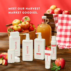 Native gel douche Honey Crisp & Cider, flacon pour peau douce et hydratée.