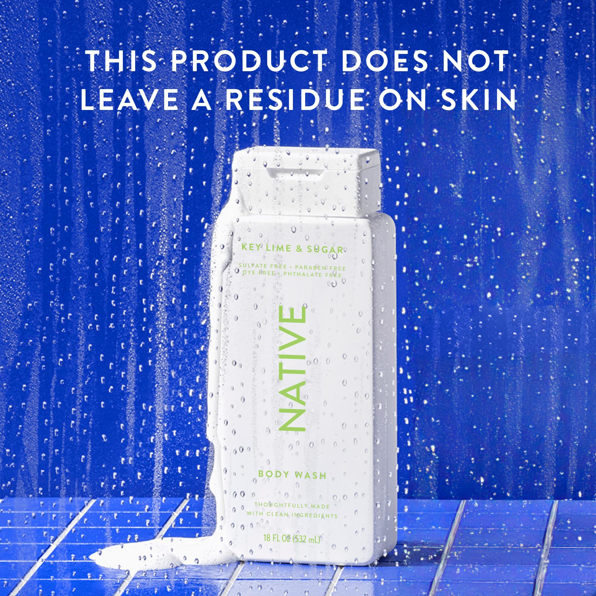 Native Body Wash : parfum citron vert et sucre pour énergie matinée.