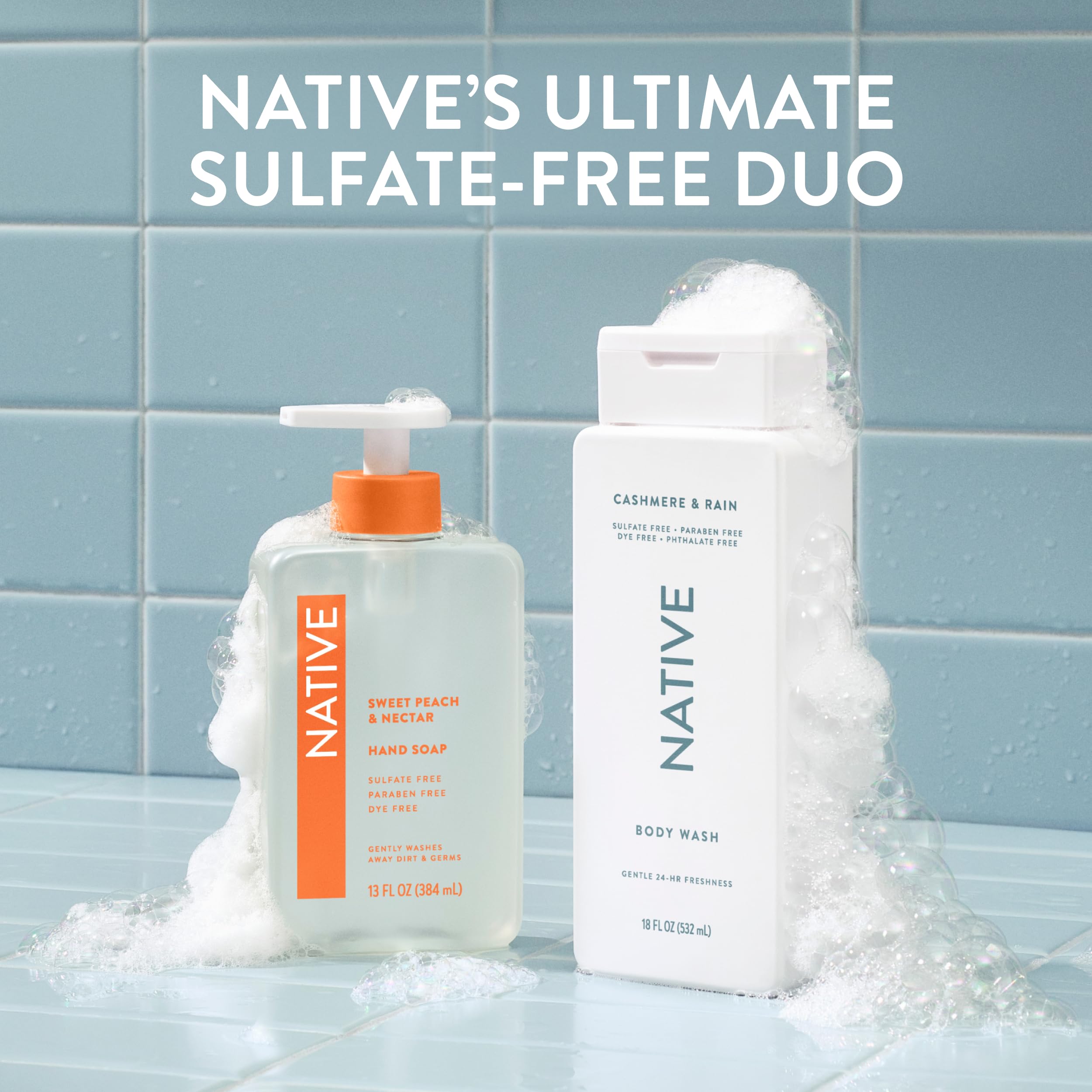 Native Body Wash parfum sans colorants pour une expérience spa.