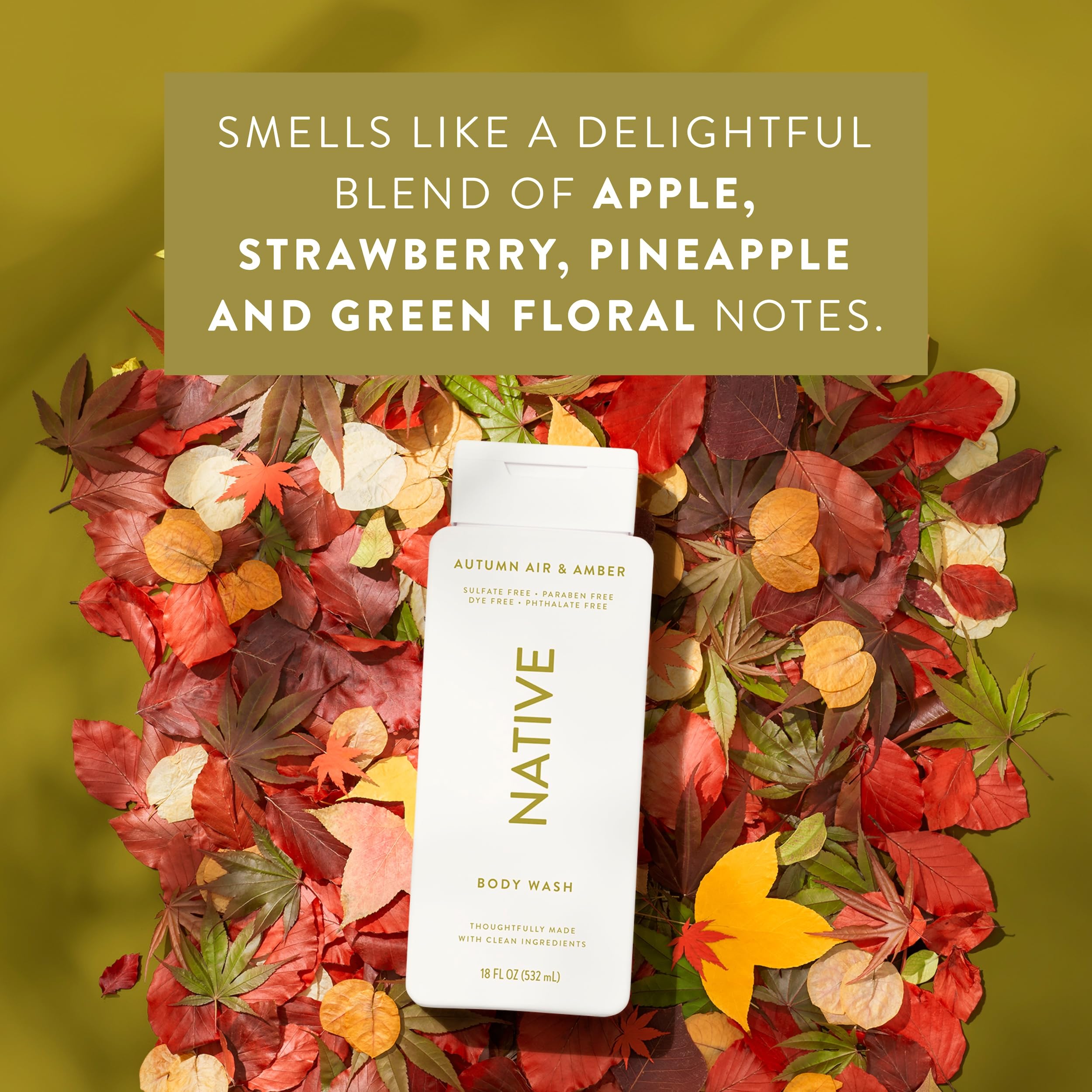 Native Body Wash – senteur automne, ambiance chaleureuse lors du rituel douche.