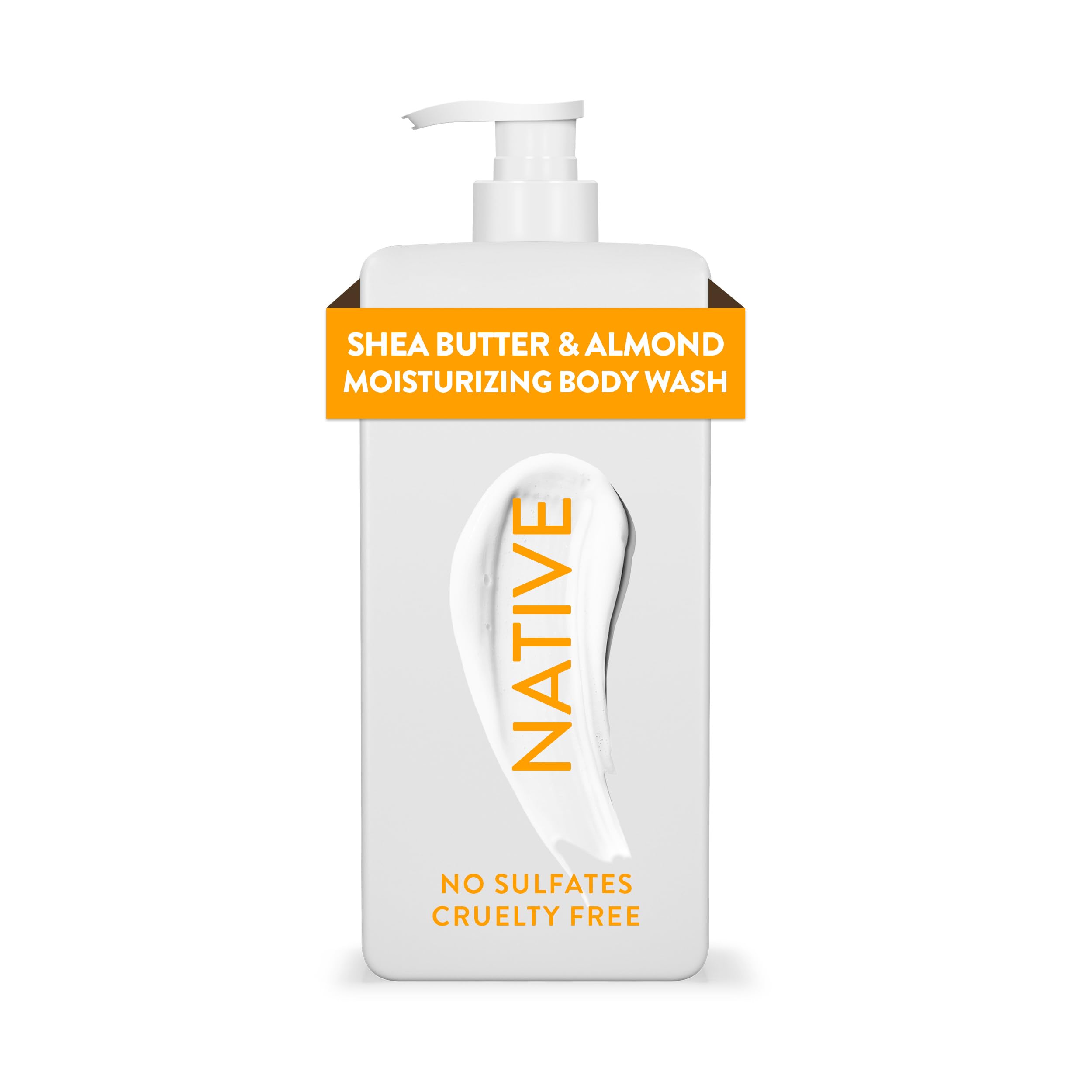 Native: bouteille de gel douche hydratant avec action hydratante durable après la douche.