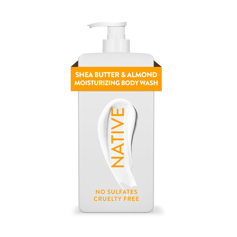 Native: bouteille de gel douche hydratant avec action hydratante durable après la douche.