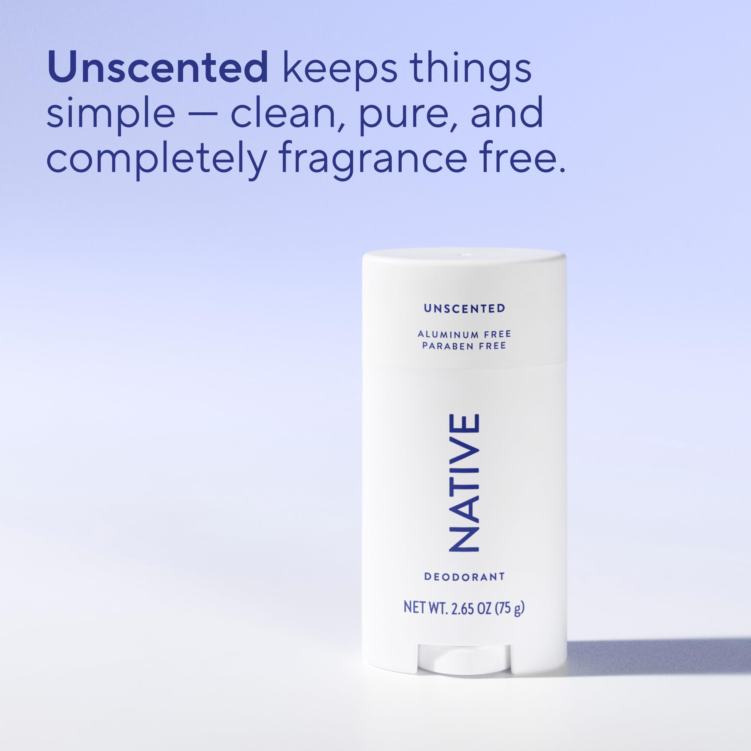 Native Déodorant sans parfum – huile de coco pour nourrir la peau et promesse de douceur.