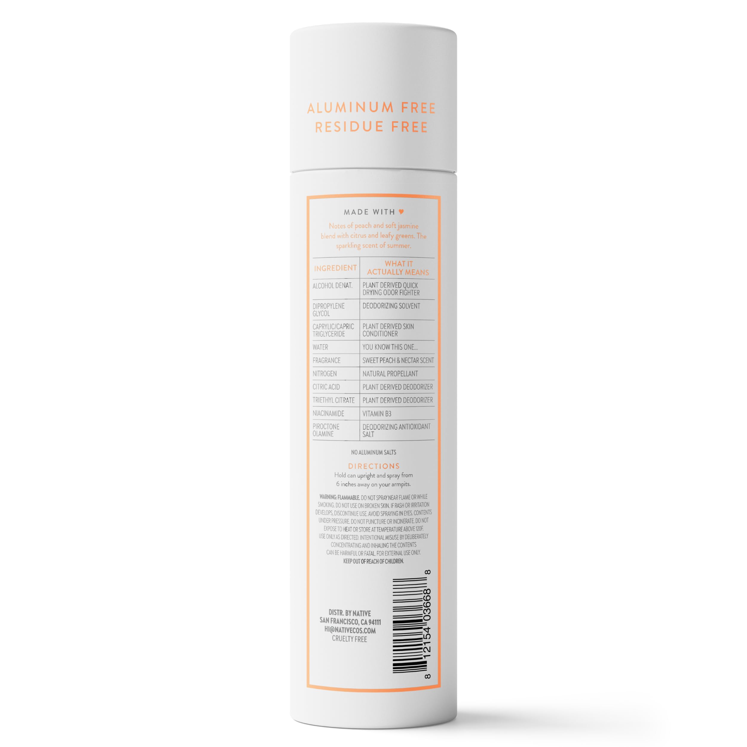 Fragrance corporelle légère Native Déodorant Spray Pêche Douce et Nectar