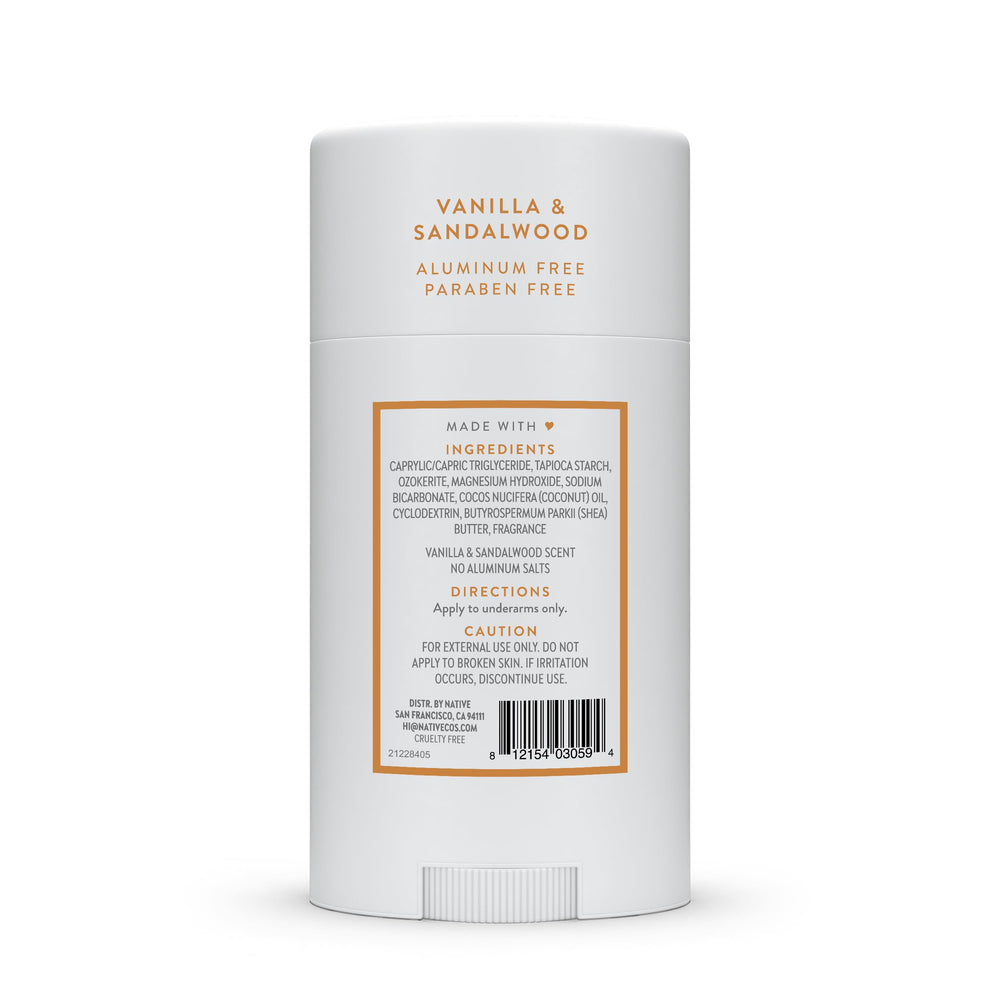 Native Déodorant Vanille et Santal, aide à neutraliser les odeurs toute la journée.
