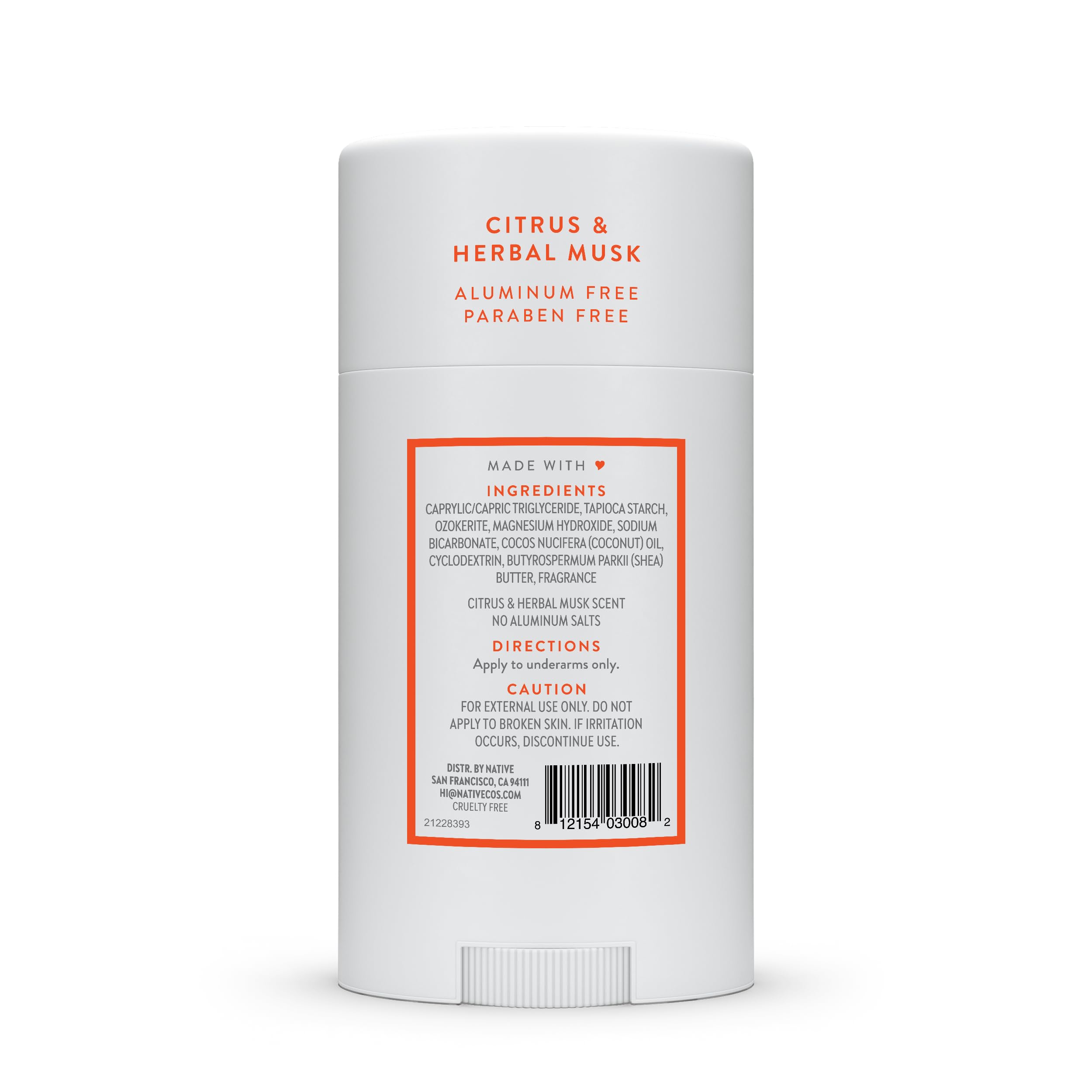 Packaging Respectueux de l’environnement du Native Déodorant Citrus et Musc Herbacé.