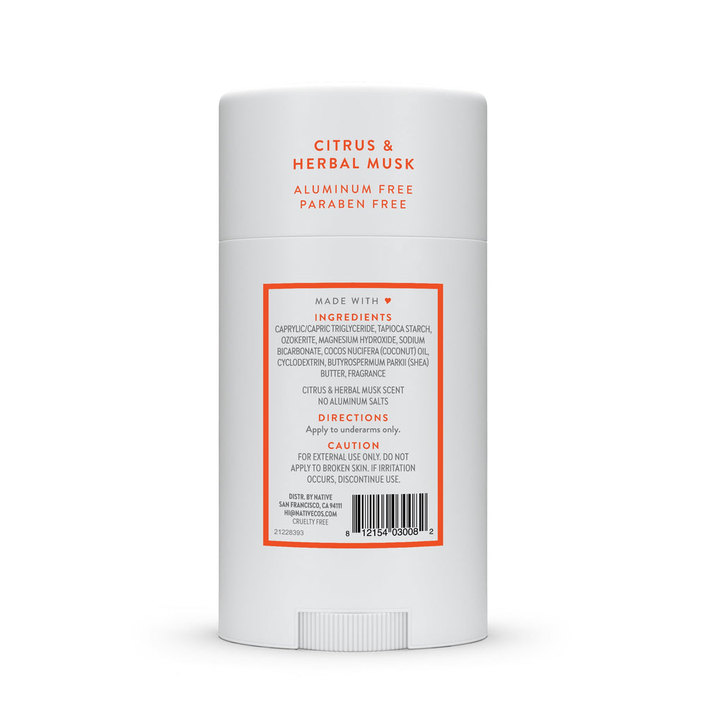 Packaging Respectueux de l’environnement du Native Déodorant Citrus et Musc Herbacé.