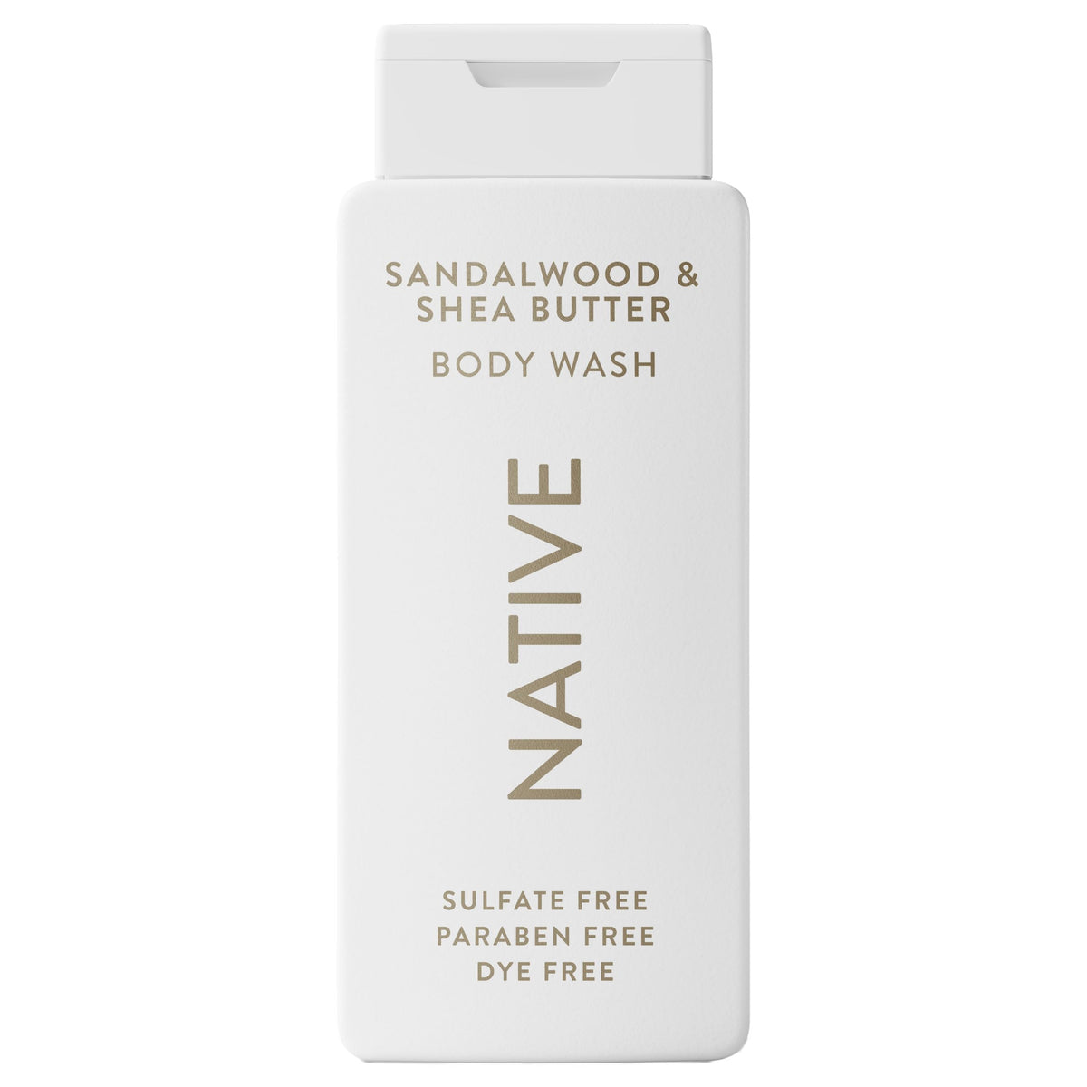 Bouteille Native-Douche avec parfum santal et karité pour une hydratation légère.