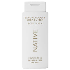 Bouteille Native-Douche avec parfum santal et karité pour une hydratation légère.