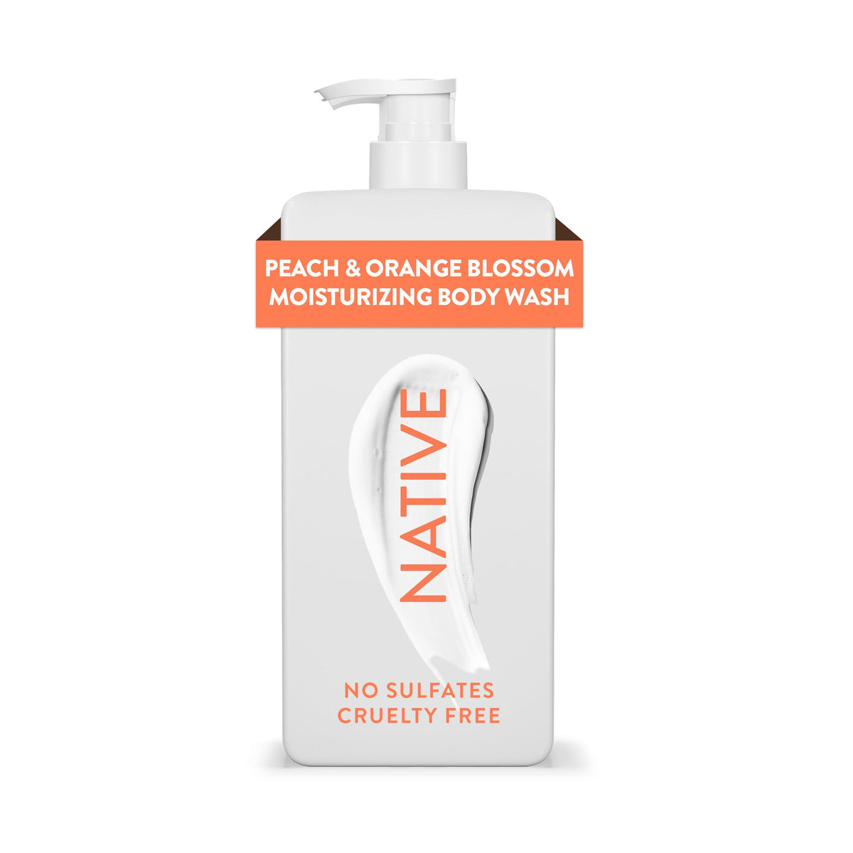 Native gel douche pêche et fleur d’oranger pour hydratation douce et durable.
