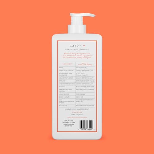 Native gel douche pêche et fleur d’oranger, mousse riche et délicate.