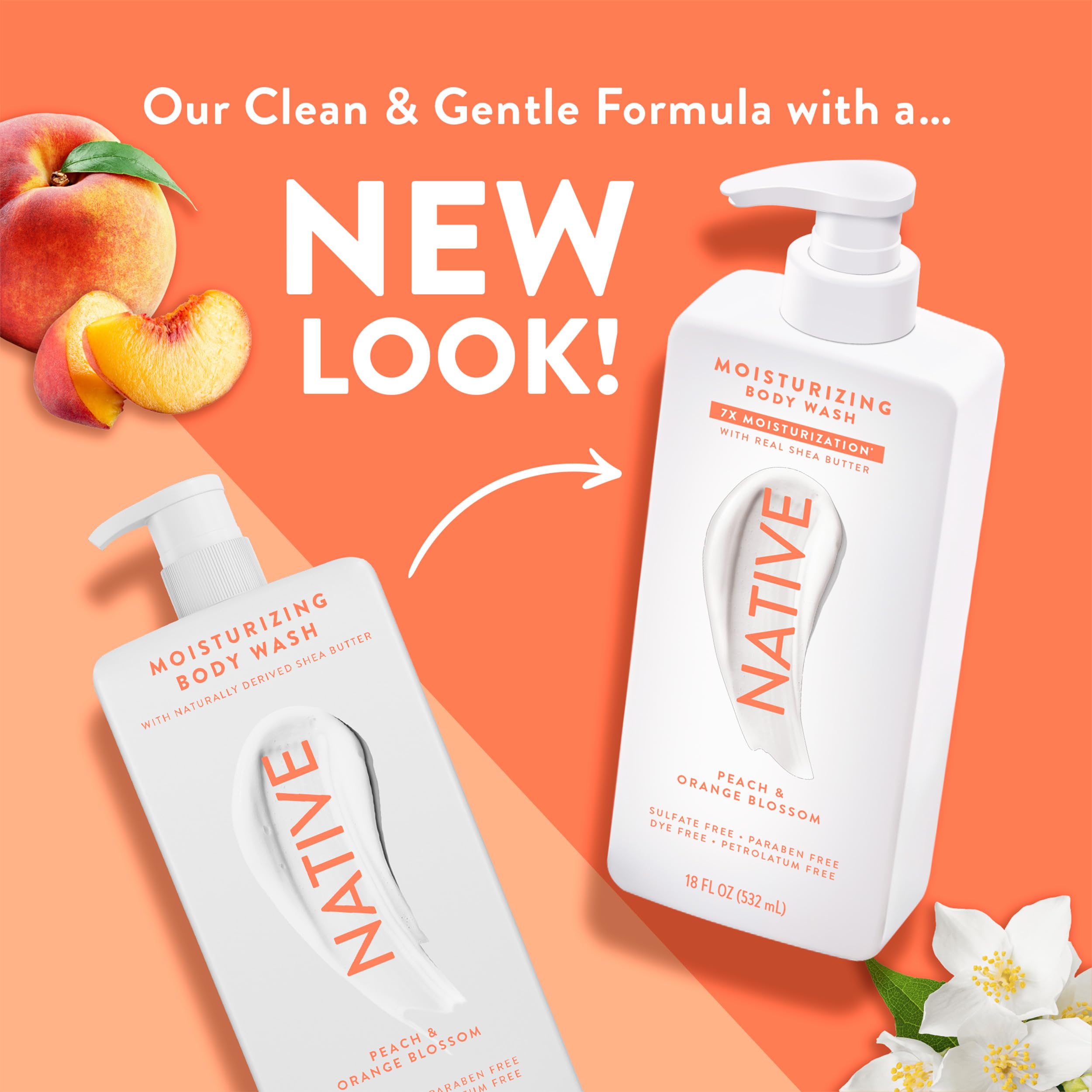 Native gel douche sans sulfates ni parabènes, soin doux pour la peau.