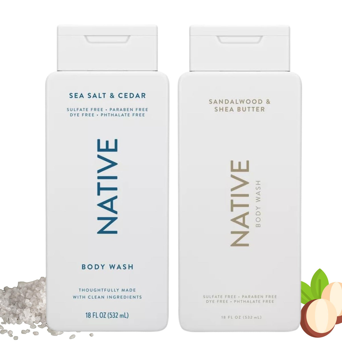 Native Gel Douche pack Sel de Mer et Cèdre, bouteille prête pour une expérience rafraîchissante.