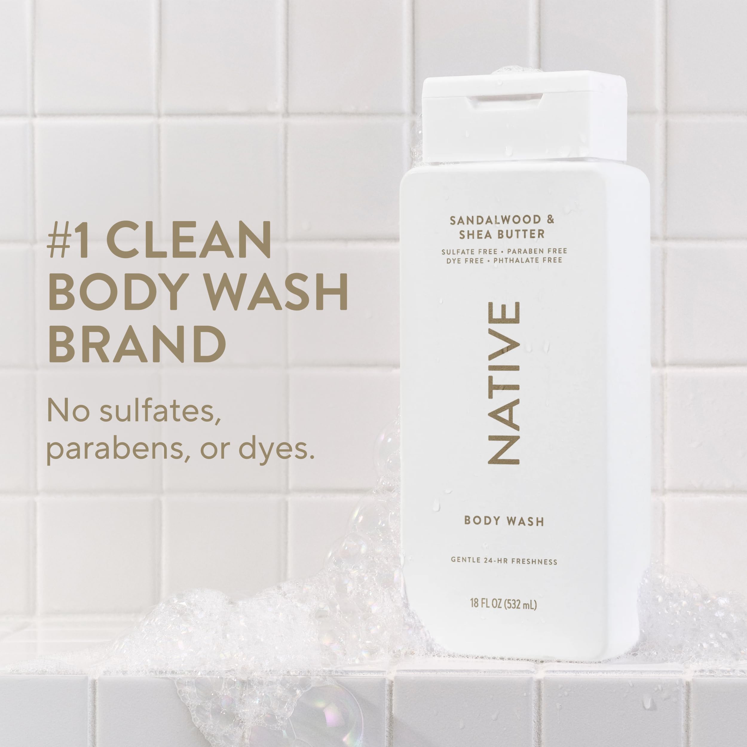 Mousse veloutée Native-Douche prête à nettoyer en douceur.