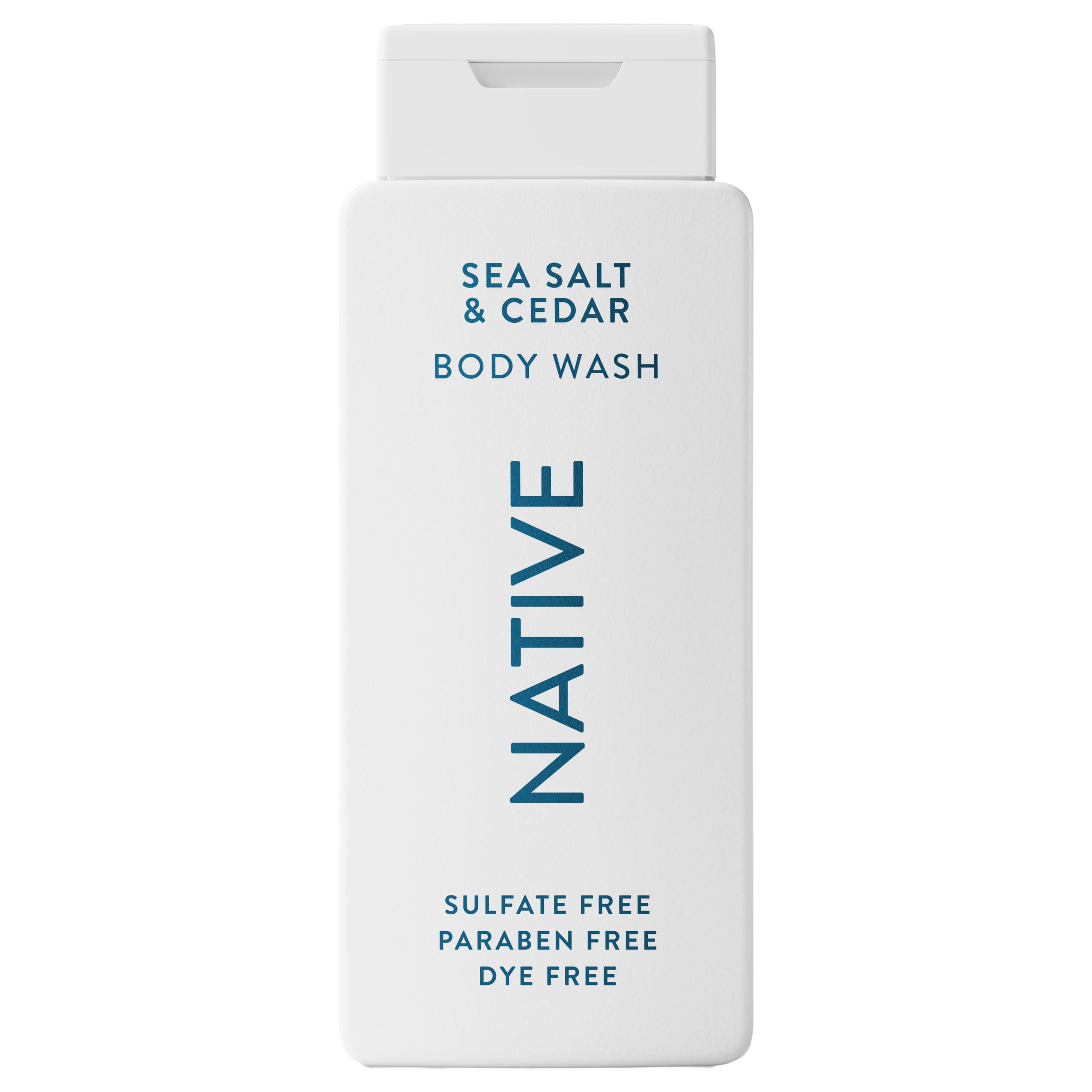 Gel douche Native Sea Salt Cedar dans une bouteille élégante, hydratation légère garantie