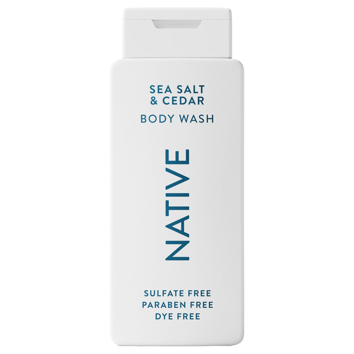 Gel douche Native Sea Salt Cedar dans une bouteille élégante, hydratation légère garantie
