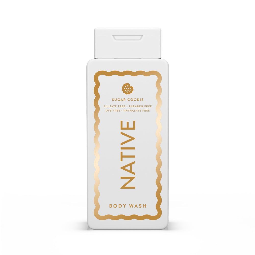 Native Gel Douche Édition des Fêtes, flacon au parfum biscuit sucré, hydratant et doux.