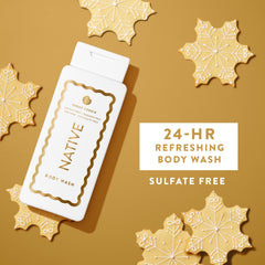 Native Gel Douche Édition des Fêtes, mousse riche captant la douceur pendant la douche.