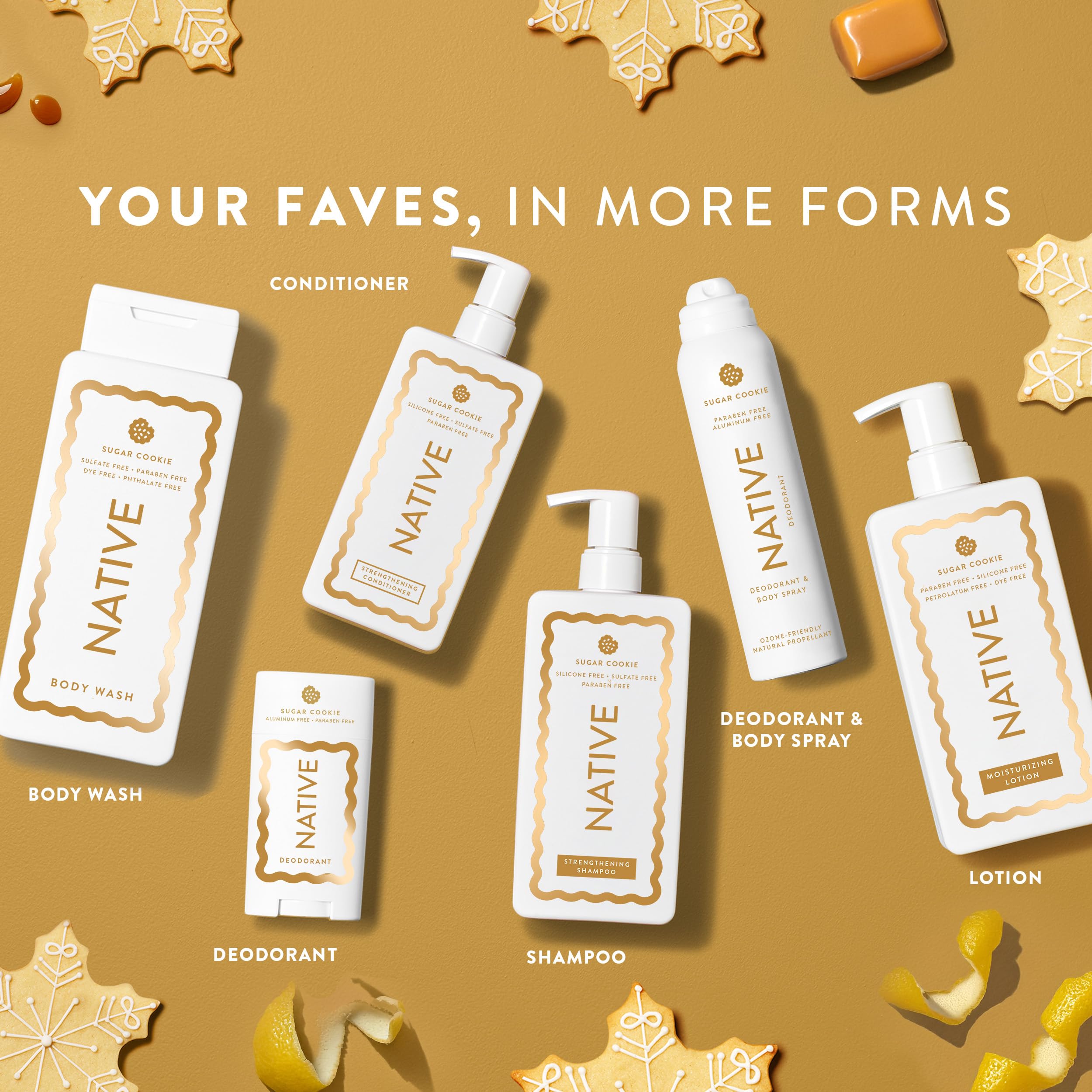 Native Gel Douche Édition des Fêtes, parfum gui frais pour une sensation revitalisante.