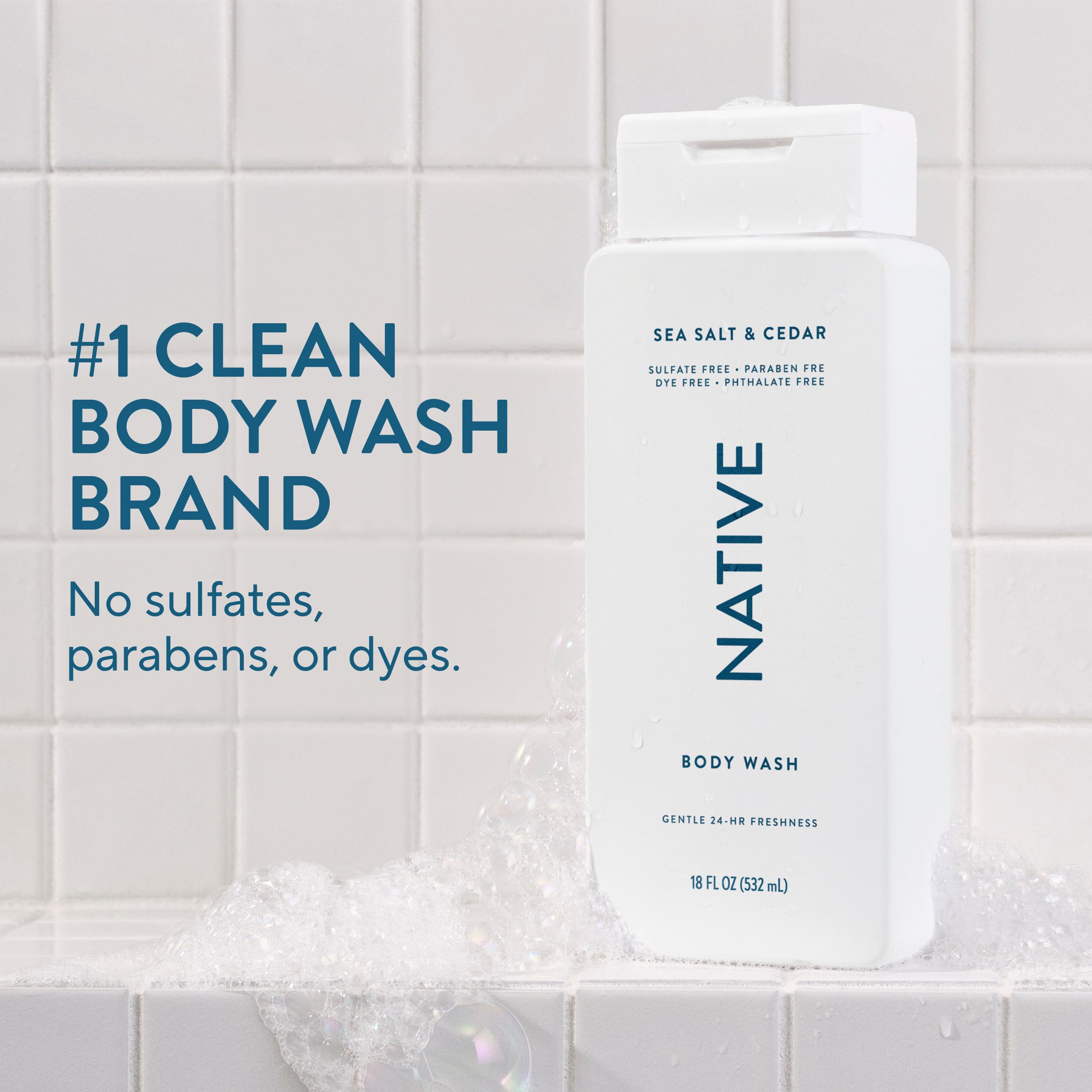 Texture mousse douce du gel douche Native pour un lavage agréable