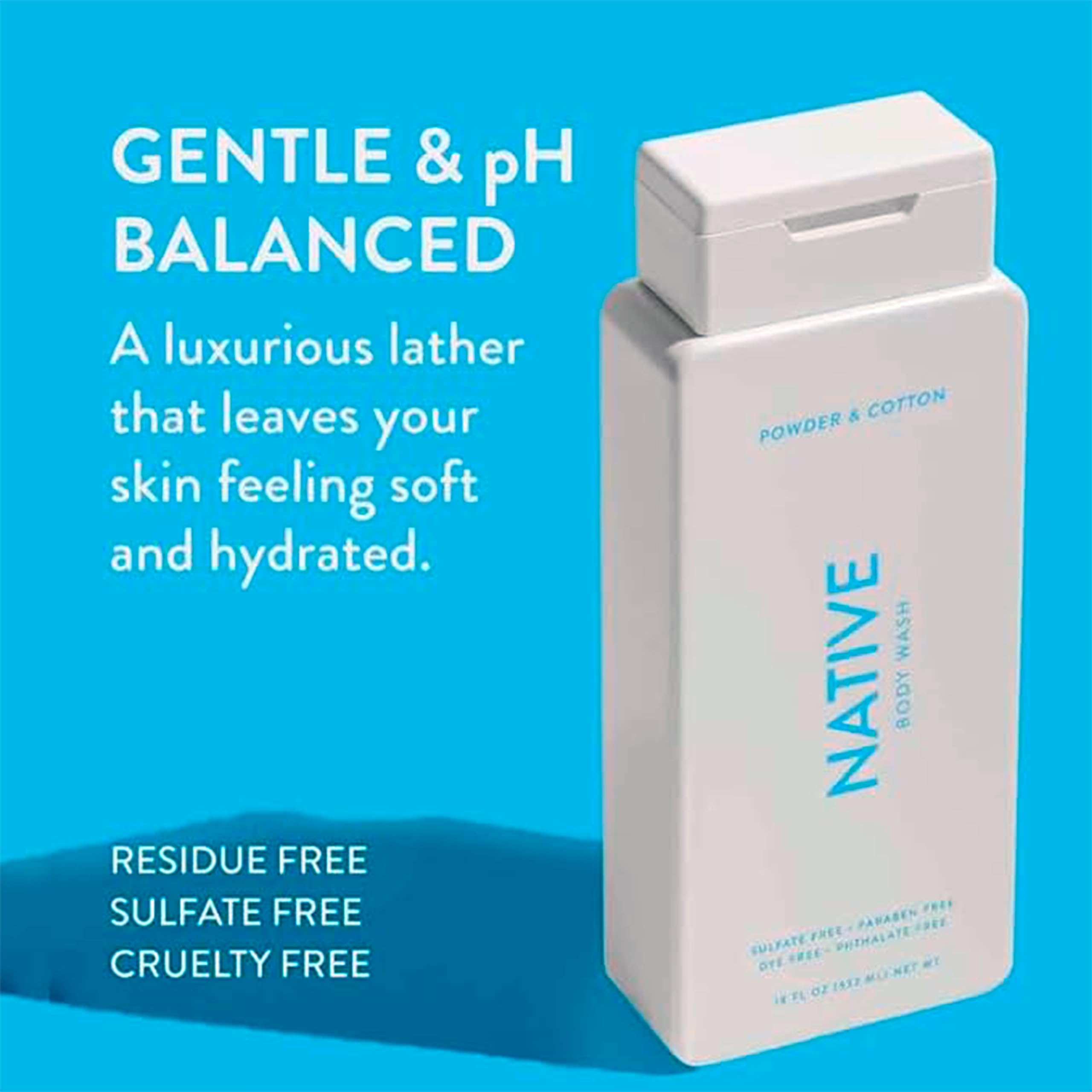 Gel douche Native: peau hydratée et douce après chaque douche