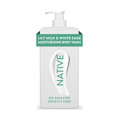 Native Gel Douche Lait de Lys et Sauge Blanche — bouteille prête à hydrater doucement la peau