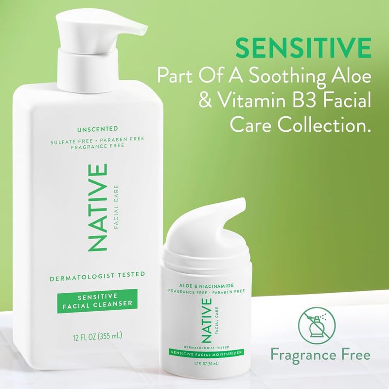 Native nettoyant visage sensible — pack double pratique pour la routine quotidienne.
