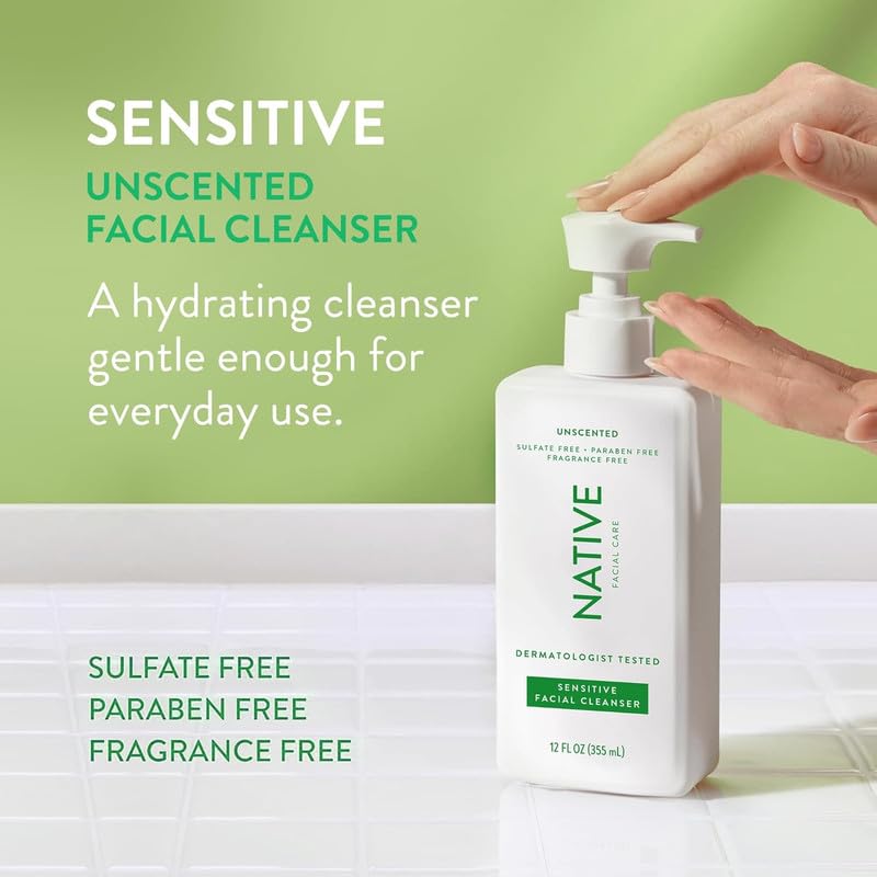Native nettoyant visage sensible — texture légère laissant la peau nette sans brillance.