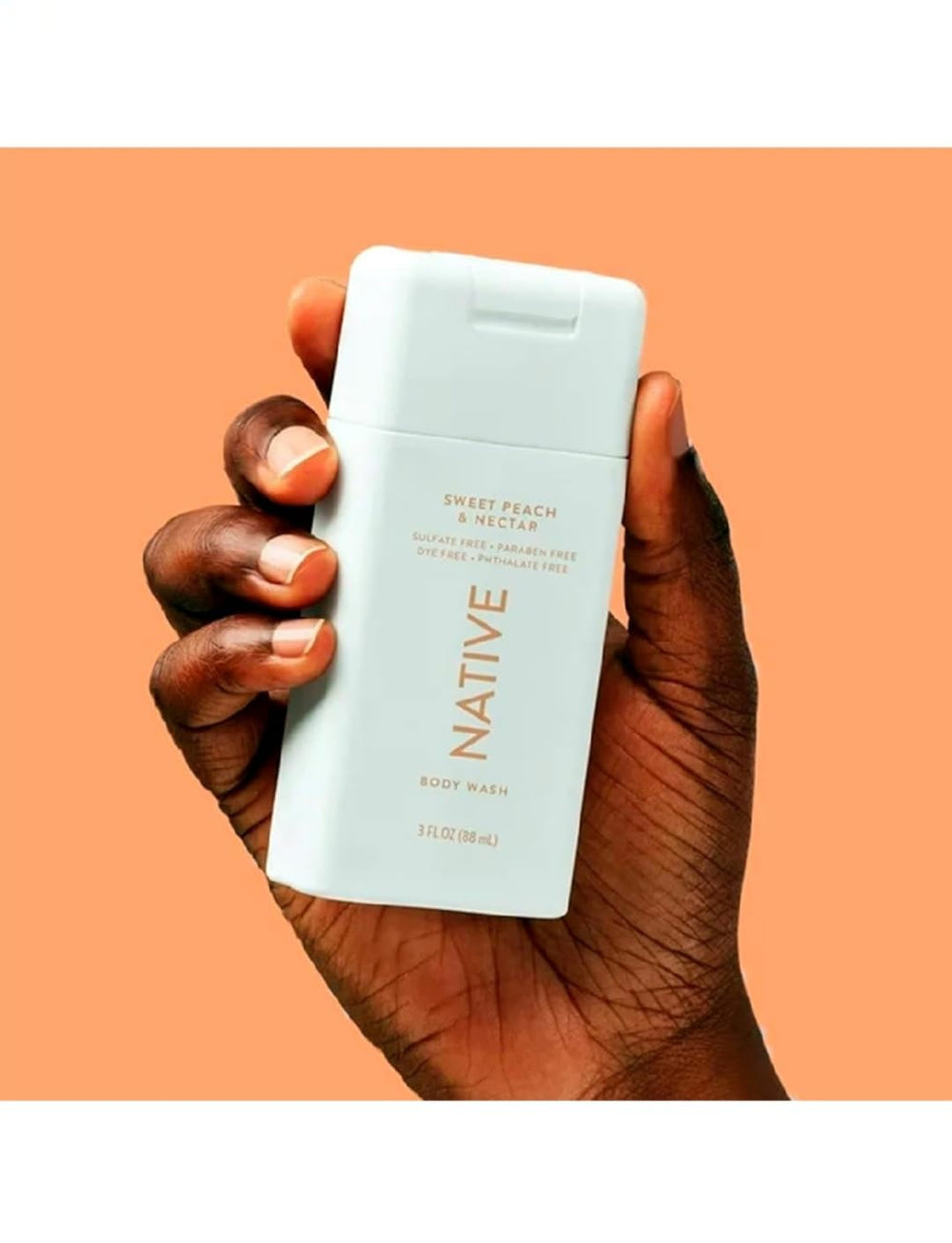 Native Gel Douche Format Voyage Pêche Douce Nectar — Bouteille compacte prête pour le voyage et parfum fruité