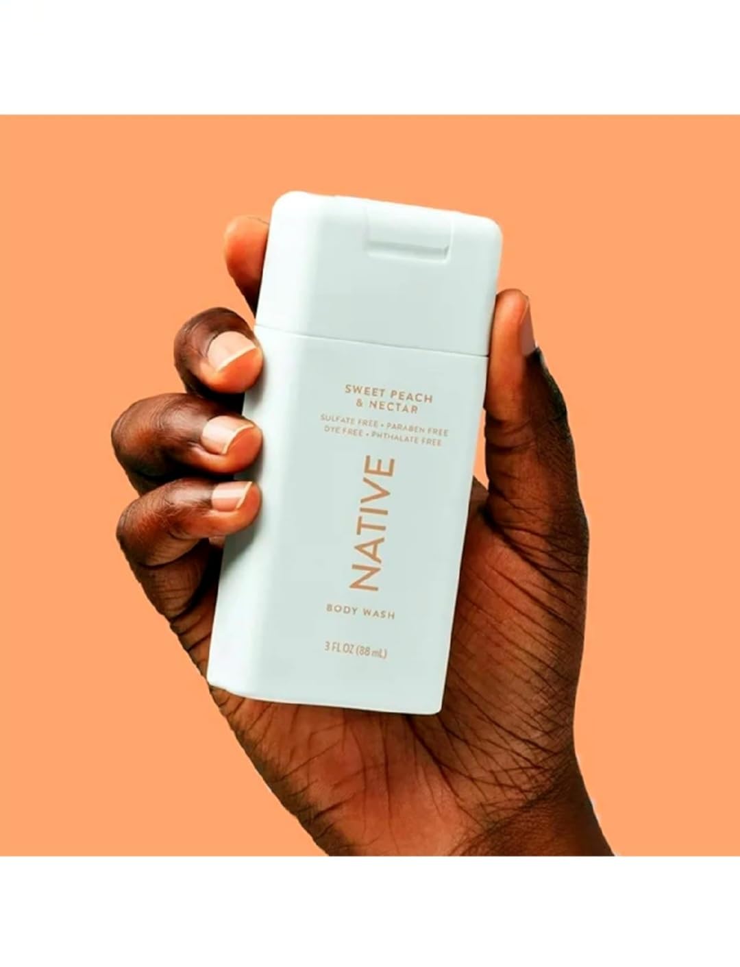 Native Gel Douche Format Voyage Pêche Douce Nectar — Bouteille compacte prête pour le voyage et parfum fruité