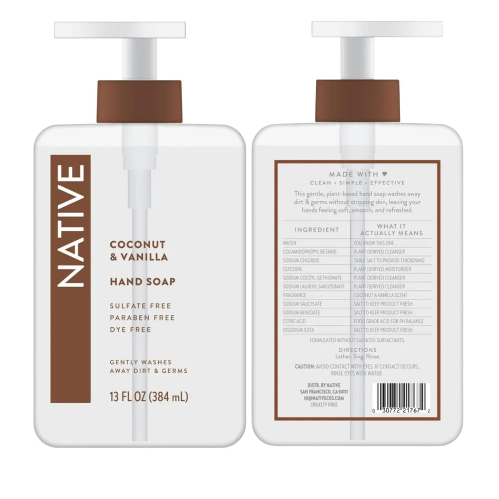 Emballage minimaliste Native – étiquettes nettes pour un look épuré.