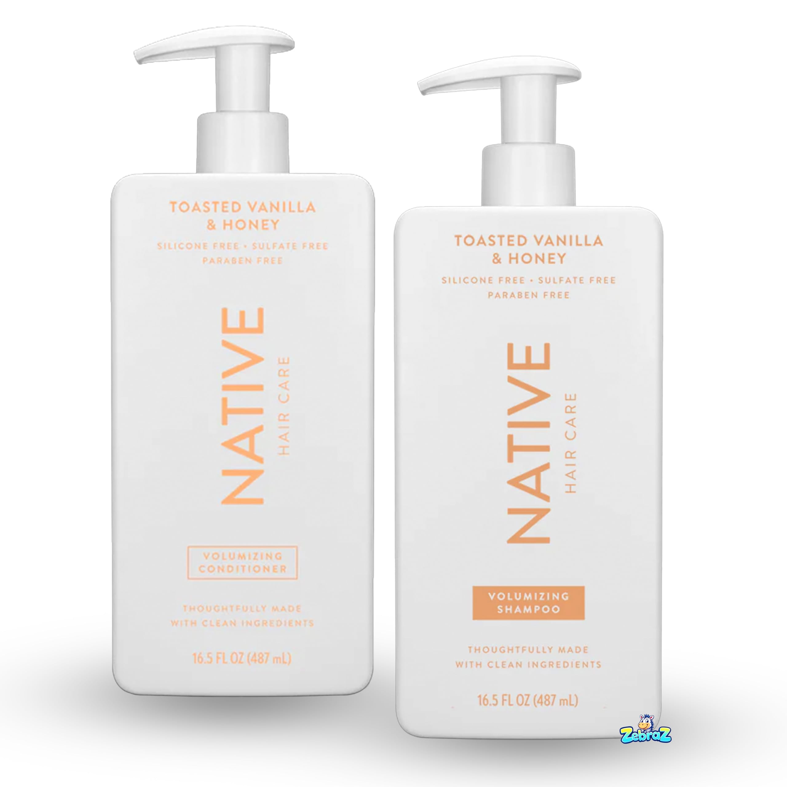 Shampoing Native Toasted Vanilla & Honey en flacon, pour une chevelure douce et hydratée.