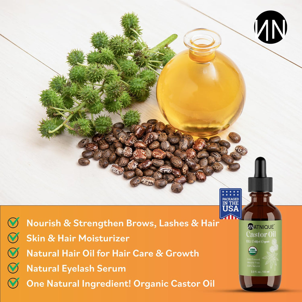 Natnique huile ricin - applicateur cils, sérum naturel pour cils