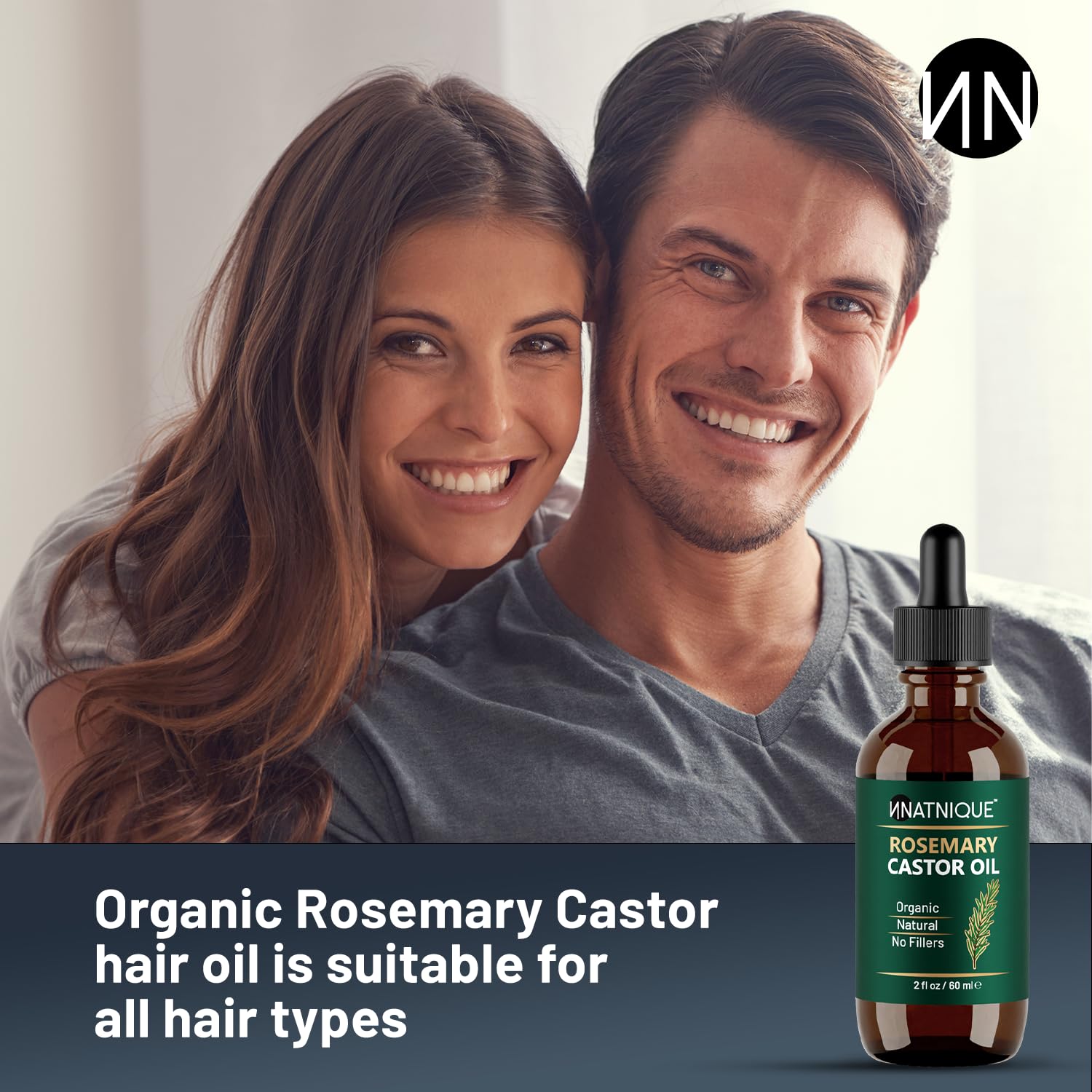 Natnique huile ricin romarin alternative naturelle pour cheveux plus épais.