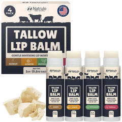 Natrulo Baume Lèvres à base de graisse de boeuf et miel pour hydratation durable.