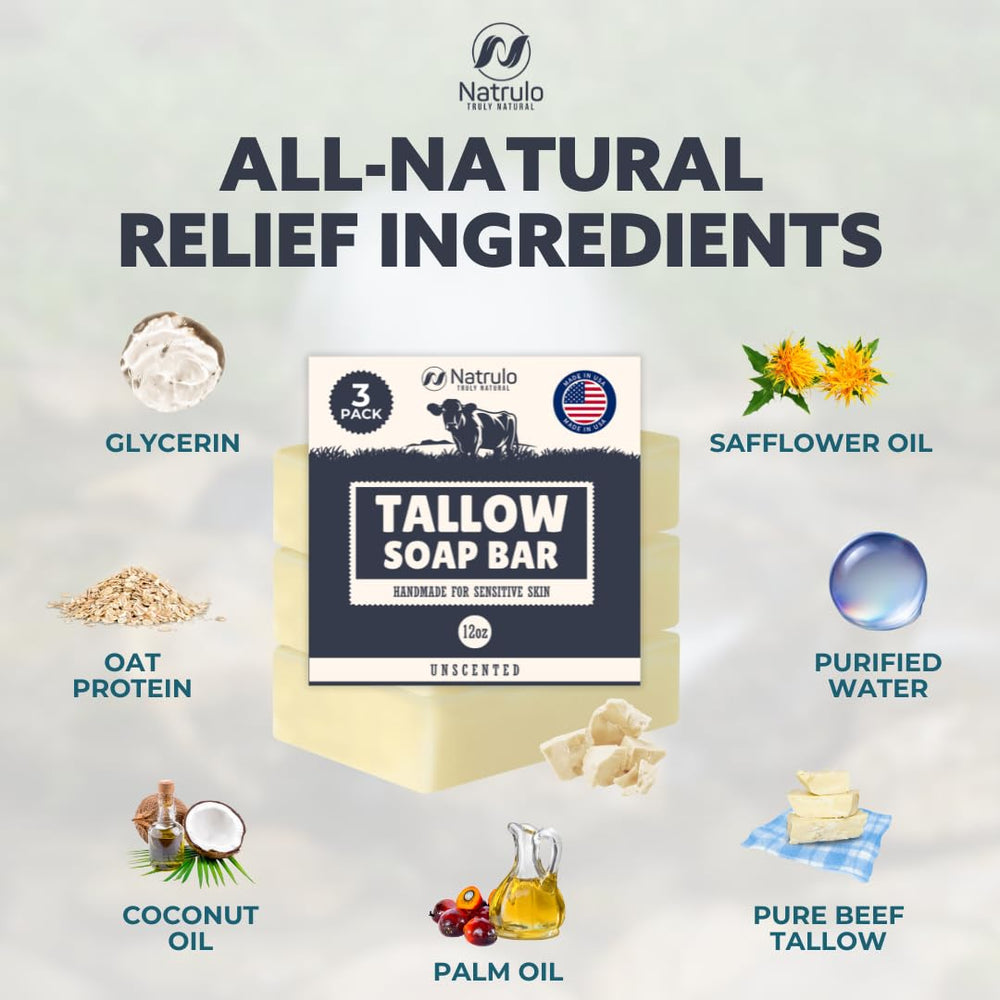 Natrulo barre savon tallow boeuf – soin hydratant pour peaux sèches.