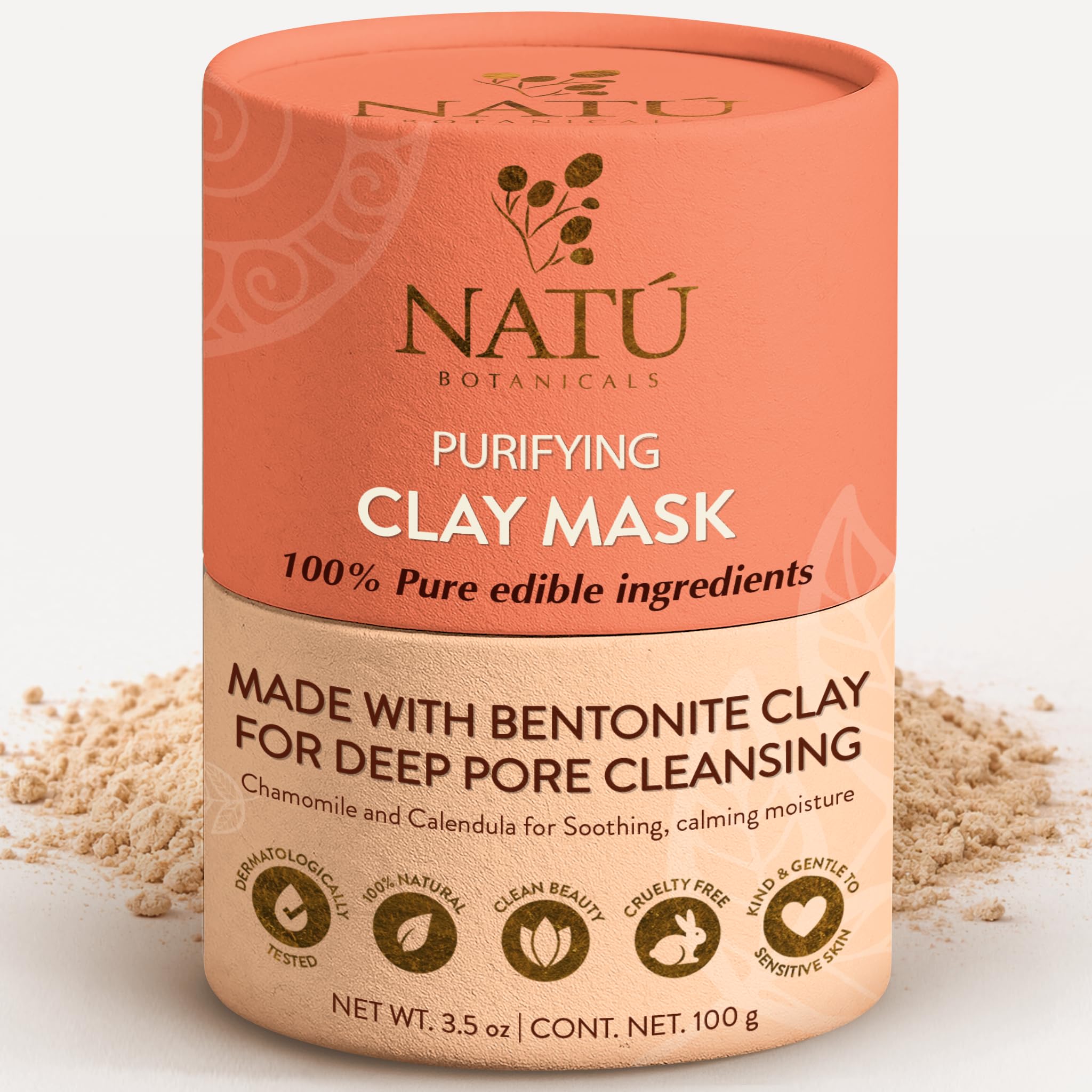 Masque purifiant NATÚ BOTANICALS argile bentonite pour la peau