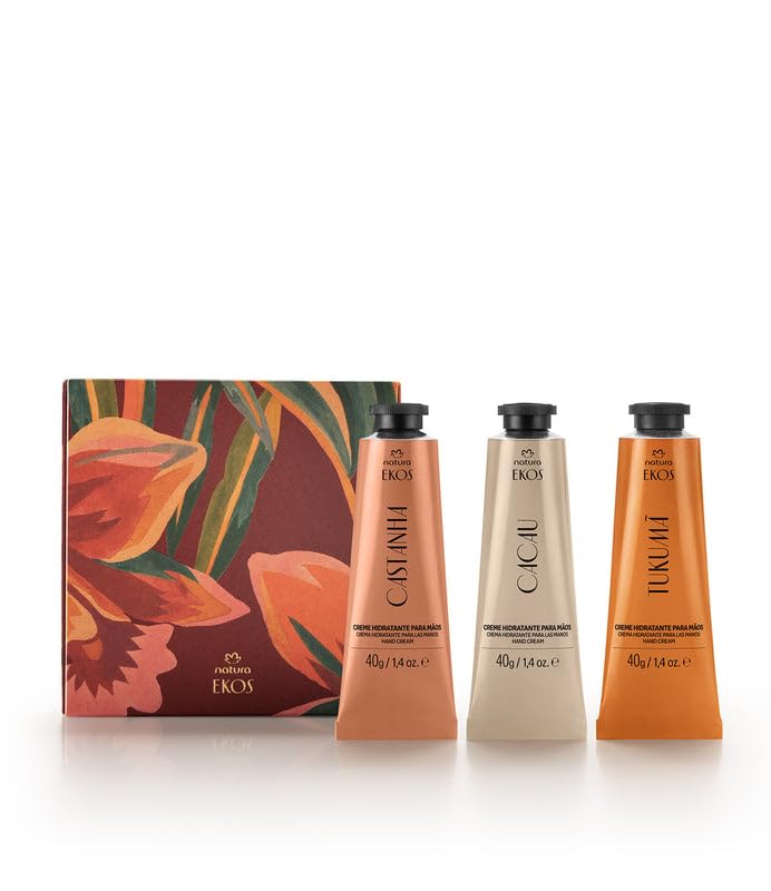 Natura Ekos coffret trio crèmes mains noix du Brésil, emballage cadeau et hydratation
