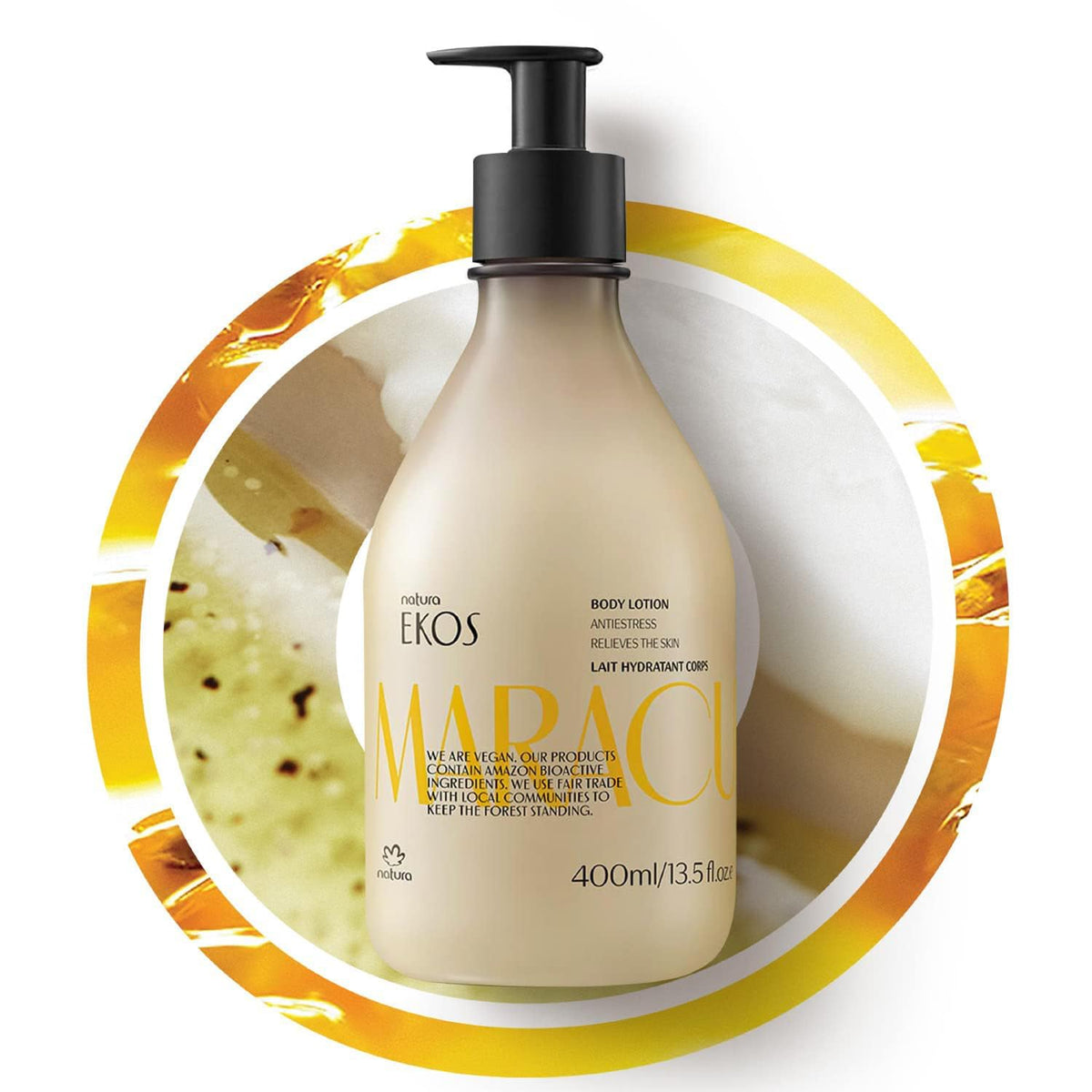 Natura Ekos Lotion au Fruit de la Passion – bouteille, hydratation longue durée.