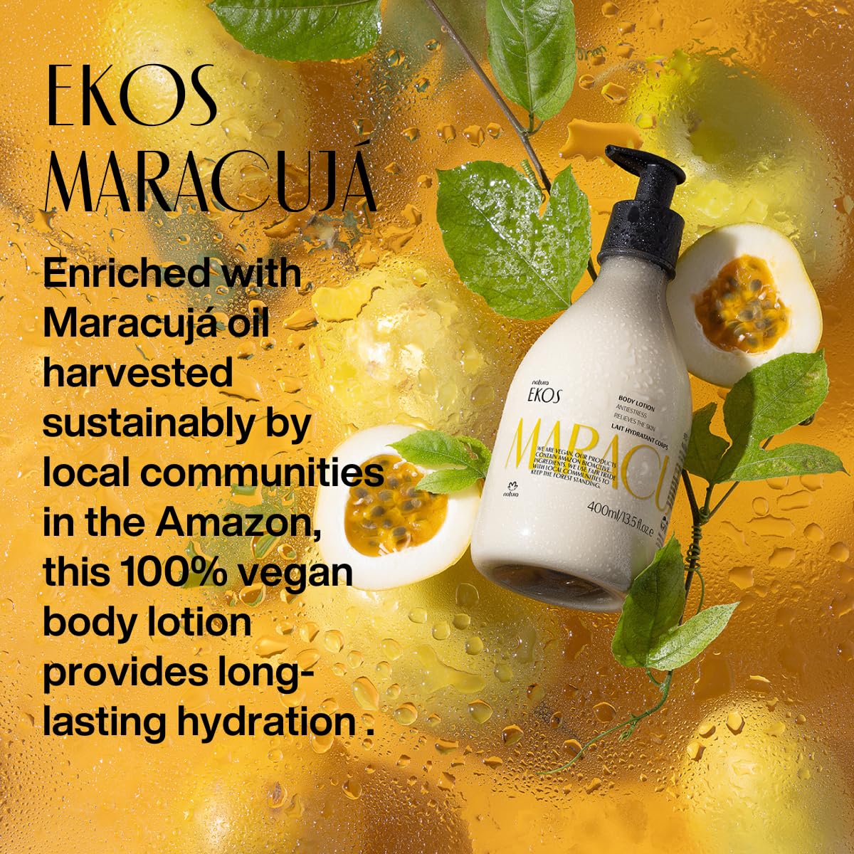Natura Ekos Lotion au Fruit de la Passion – emballage écoresponsable et végan.