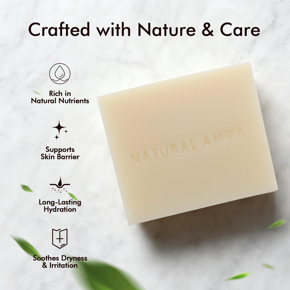 Natural Amor Los Angeles coconut and olive oils support barrier hydration.