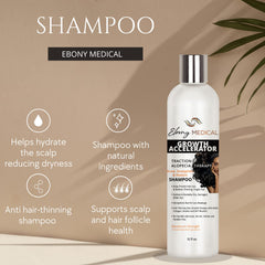 Natural Curves Ebony Shampoo – application douce sur cheveux fins améliore densité et volume.