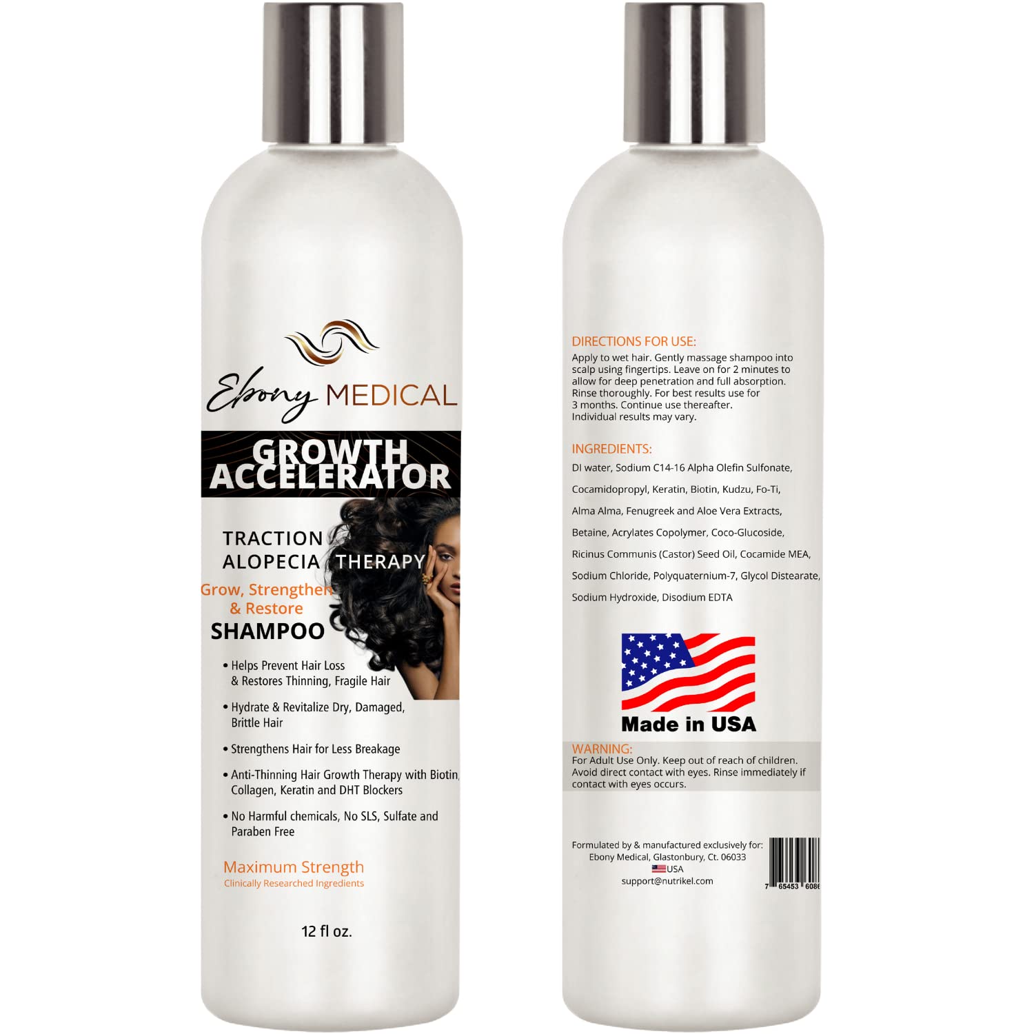 Natural Curves Ebony Shampoo – protection contre pollution et UV pour cuir chevelu sain.